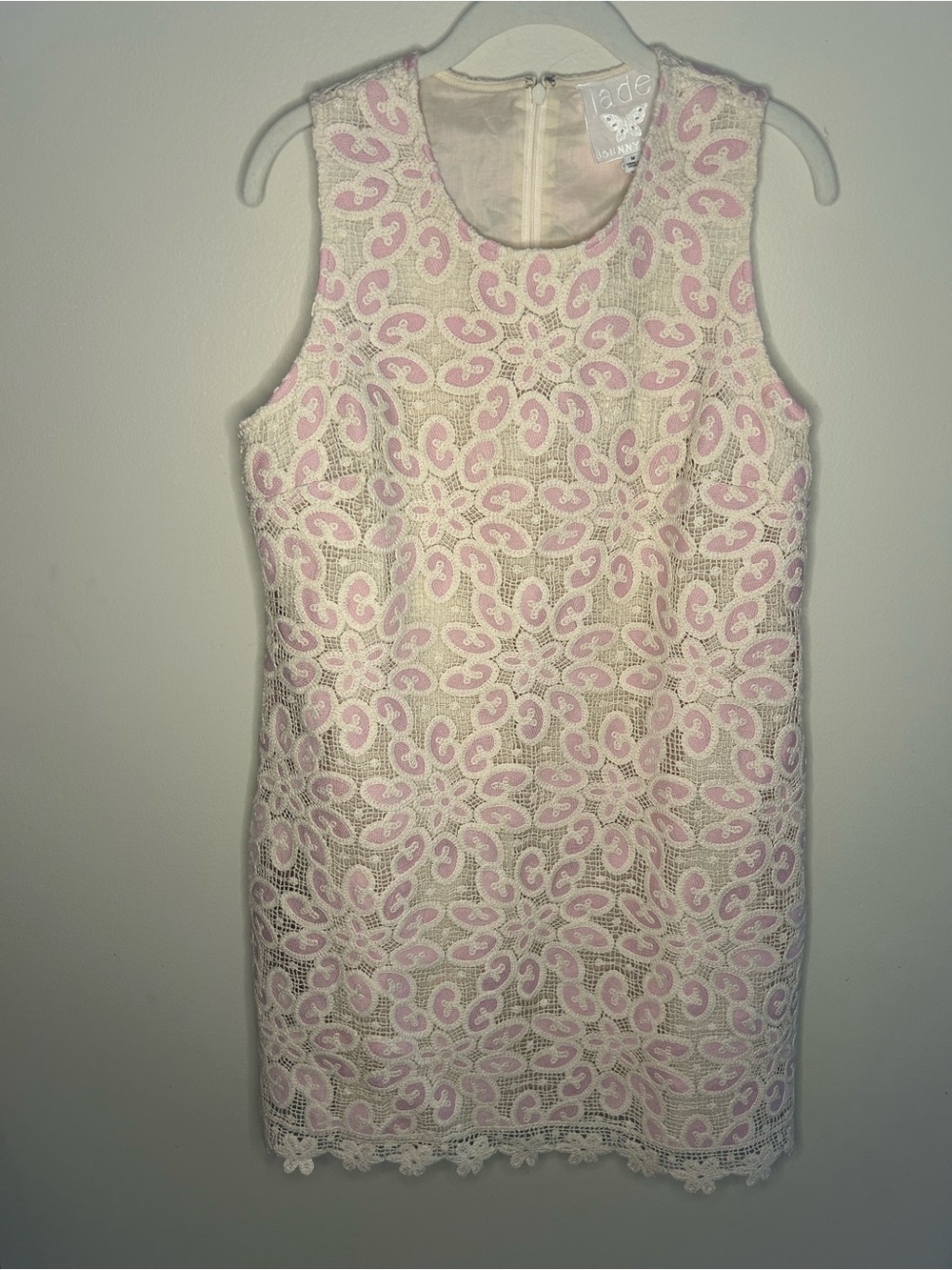 Johnny Was Pink and Cream Lace Shift Dress